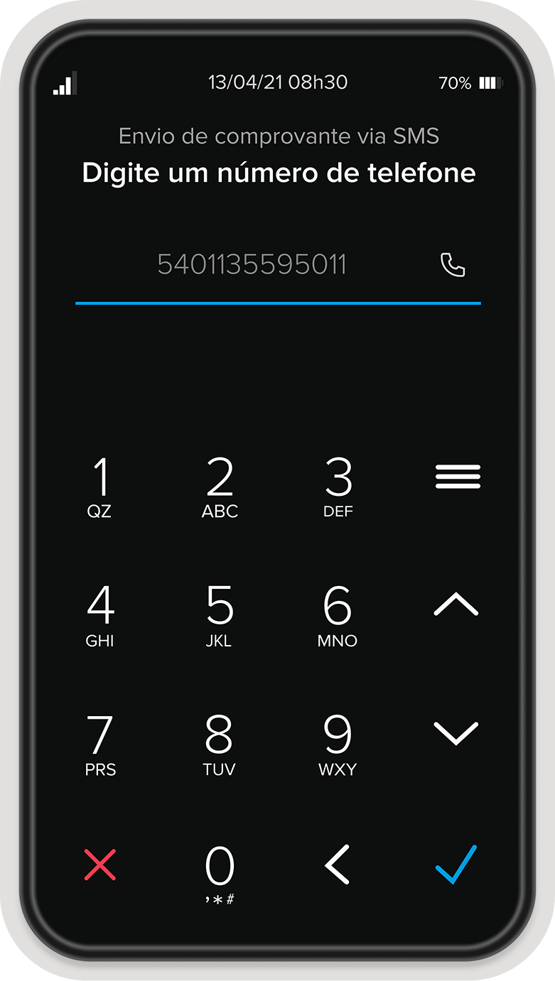 GIF da Point Air simulando a inserção de um número de celular